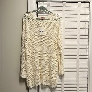 Show Me Your MuMu Cream Open-Knit Sweater